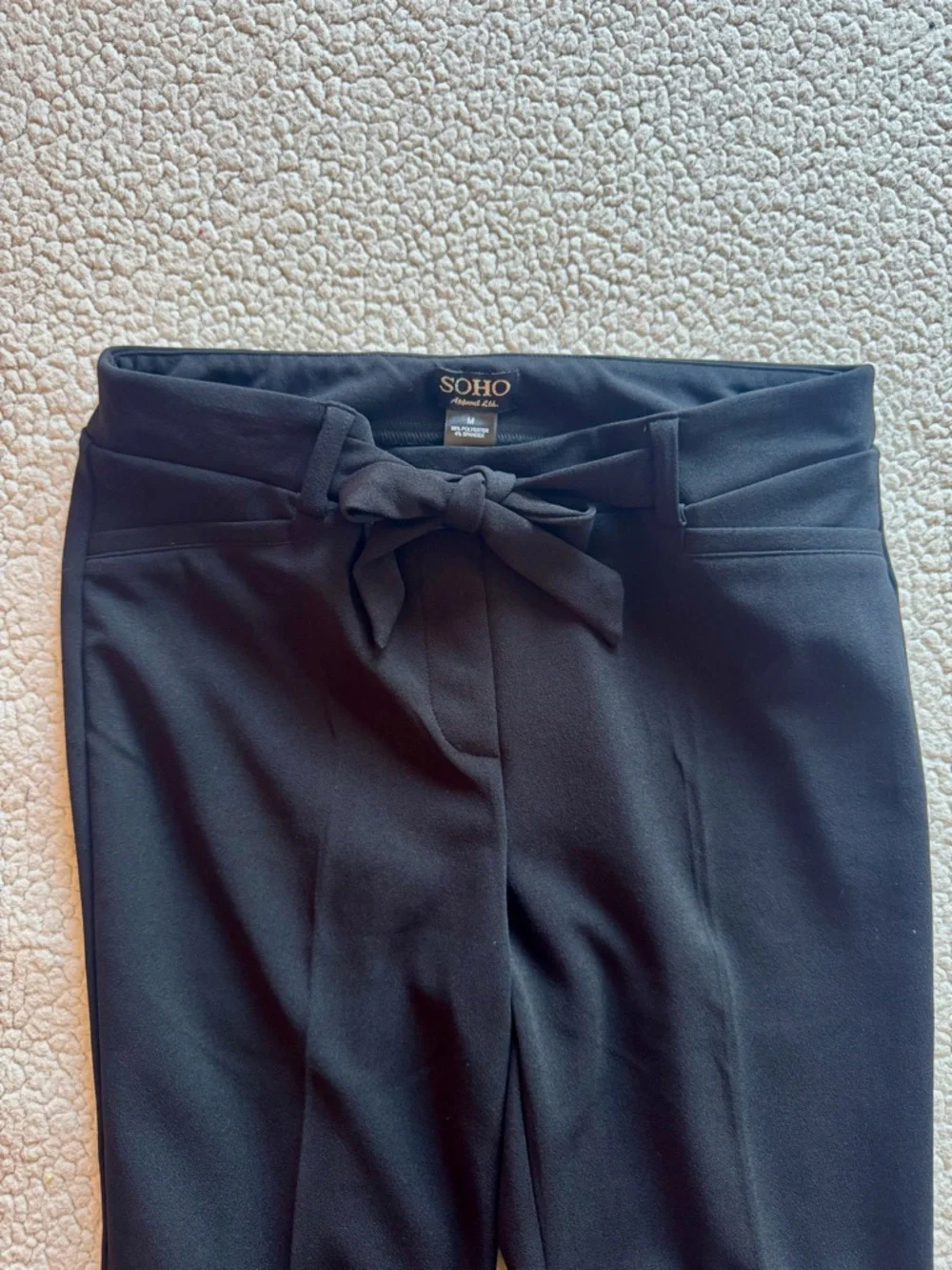SOHO Black Tie Waist Slim Straight Work Pants Size M